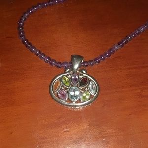 Necklace with multi-gem pendant